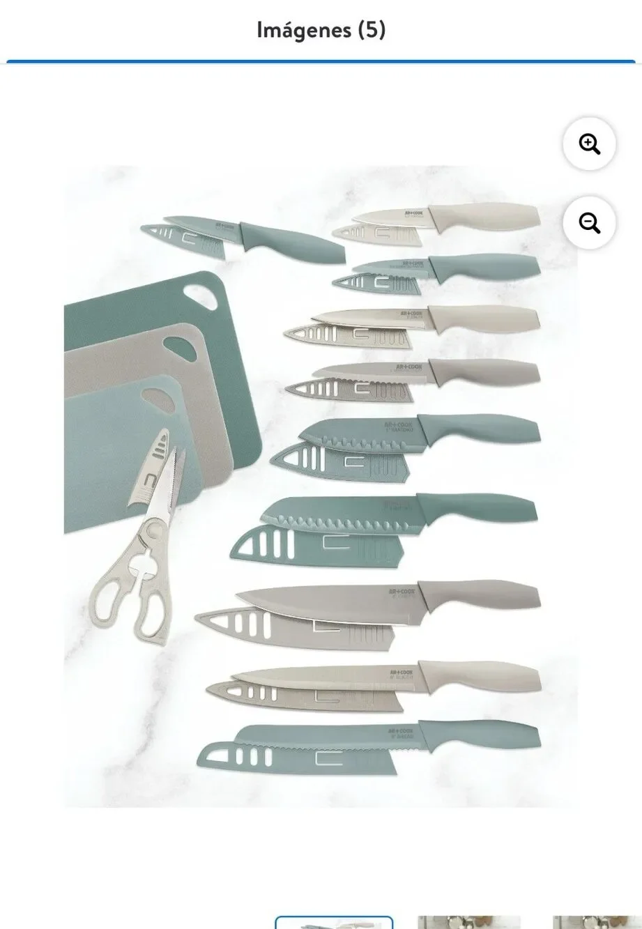 AR+COOK 25 PC Cutlery Set Green Colorful Knives With Matching Blade Covers Ergon